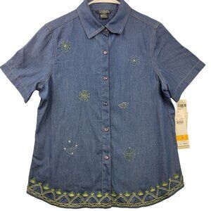 2000s CityBlues By Koret Embroidered Denim Shirt S NWT Vintage Deadstock